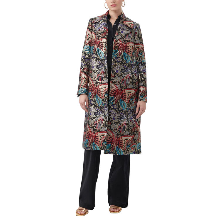 Raysun Butterfly Jacquard Midi Coat image number null