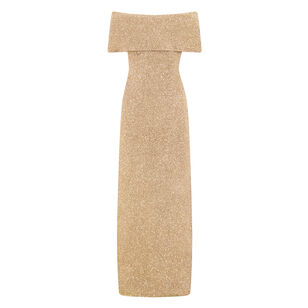 Deedie Sequin Knit Off-The-Shoulder Gown