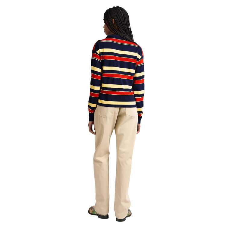 Long Sleeve Knitted Striped Rugby Polo image number null