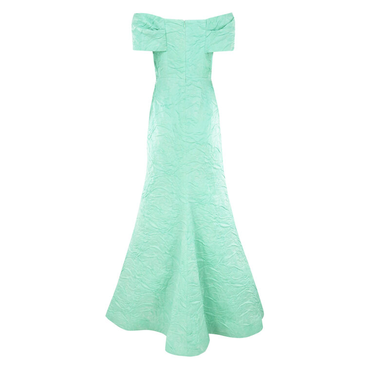 Embossed Jacquard Twist Bodice Gown image number null