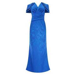 Metallic Jacquard Off The Shoulder Portrait Gown