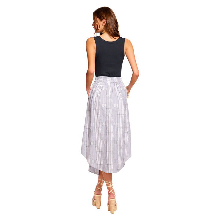 Aralyn Poplin Combo Sleeveless Midi Dress image number null
