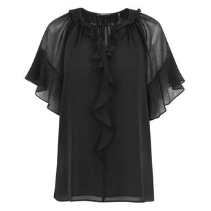 Vale Ruffled Chiffon Short Sleeve Blouse