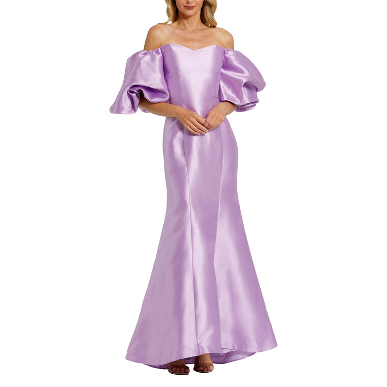 Sweetheart Neckline Off The Shoulder Puff Sleeve Gown image number null