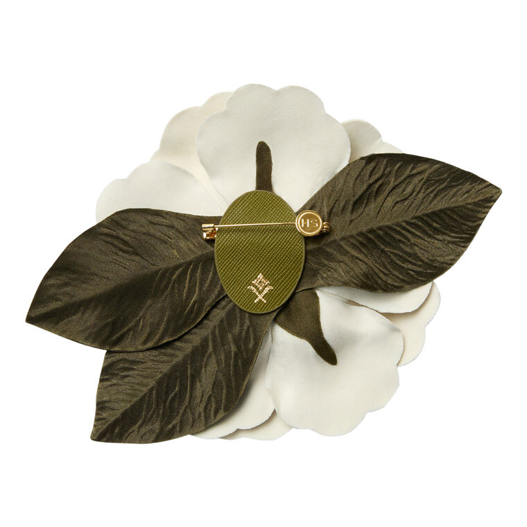 Large Leather Gardenia Brooch image number null