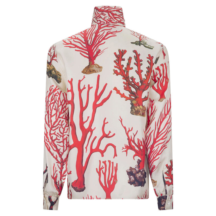 Venetian Coral Slim Keith Long Sleeve Tie Blouse image number null