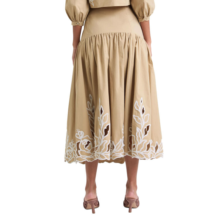 Tilda Trailing Peonies Midi Skirt image number null