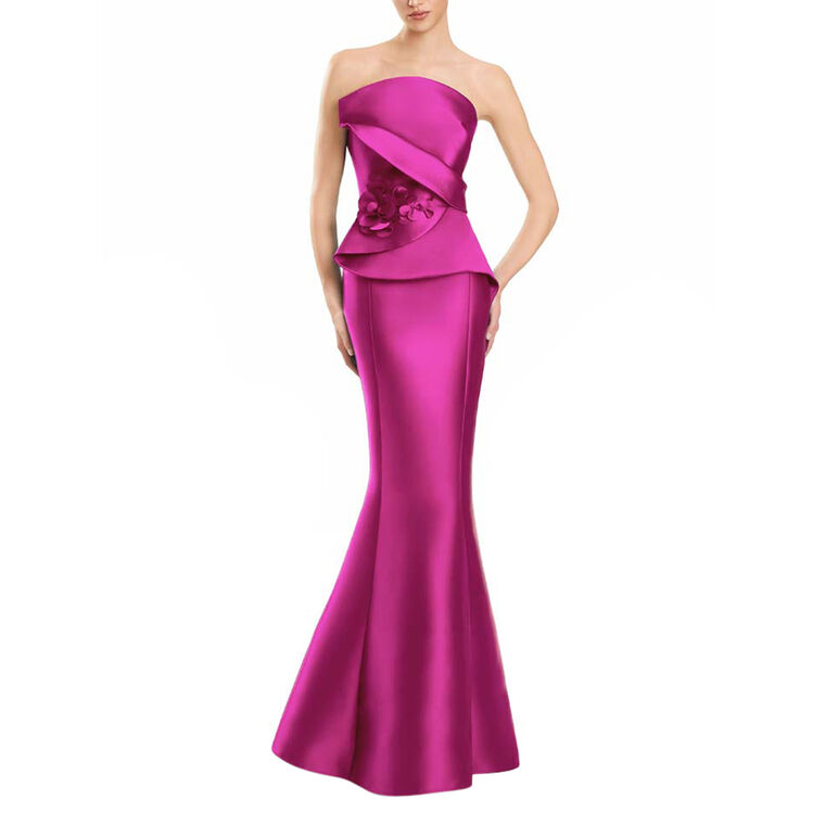 Strapless Mikado Mermaid Gown With Shawl image number null