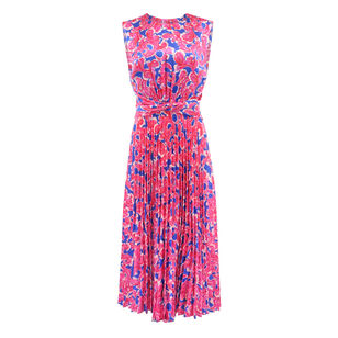 Gwen-B Sleeveless Silk Pleated Midi Dress