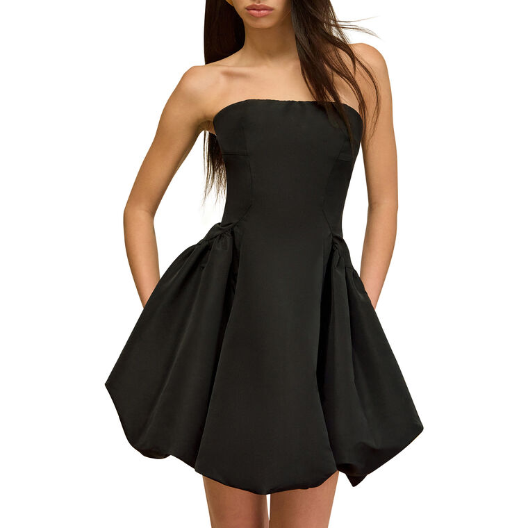 Tammy Strapless Rose Detail Taffeta Mini Dress image number null