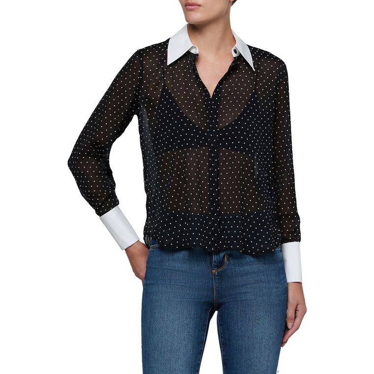 Sona Polka-Dot Poplin Collar Blouse image number null