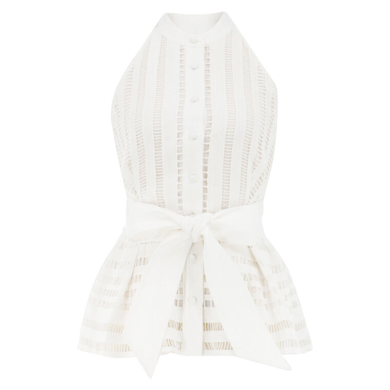Nash Halterneck Tie-Waist Lace Top image number null