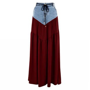 Jane Poplin Combo Denim Maxi Skirt