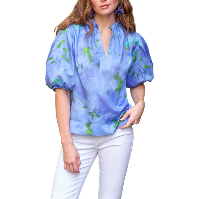 Marcie Enchanted Forest Print Puff Sleeve Top image number null