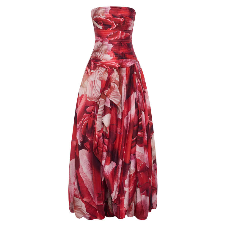 Flora Strapeless Bubble Hem Gown image number null
