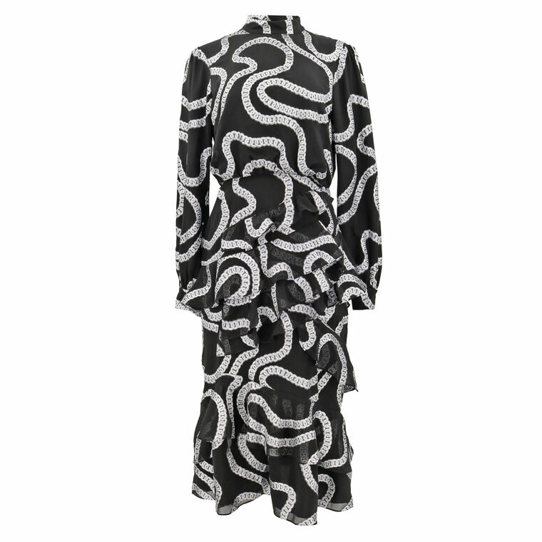 Isa Mock-Neck Floral-Print Silk Midi Dress image number null