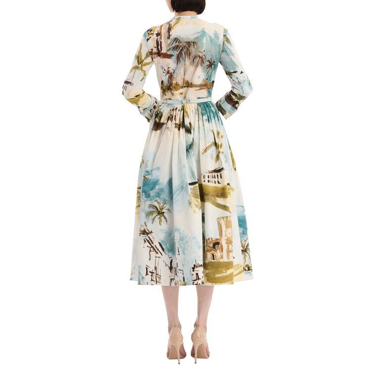 Dominican Landscape Cotton Poplin Dress image number null