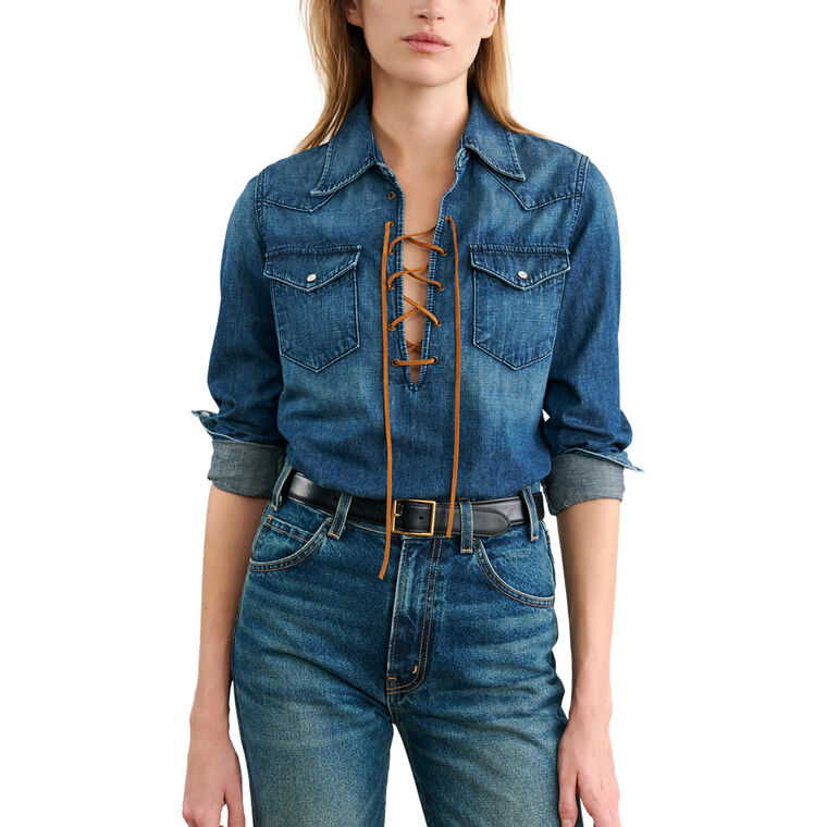 Collins Collared Long Sleeve Denim Shirt image number null