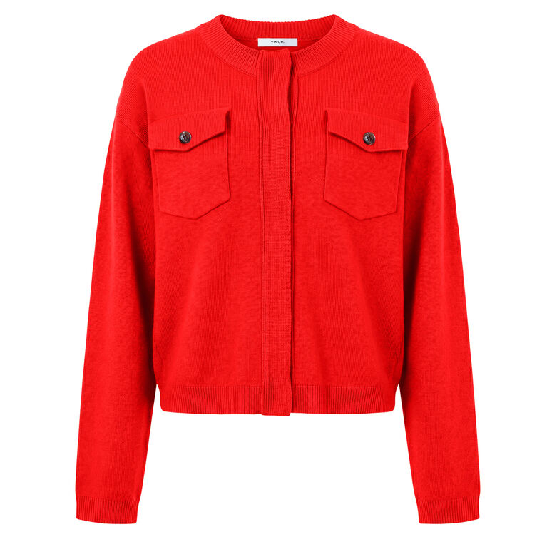 Flap Pocket Wool-Blend Sweater Jacket image number null