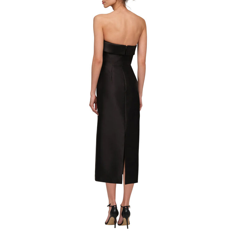 Aliana Strapless Twist Bow Mikado Midi Dress image number null