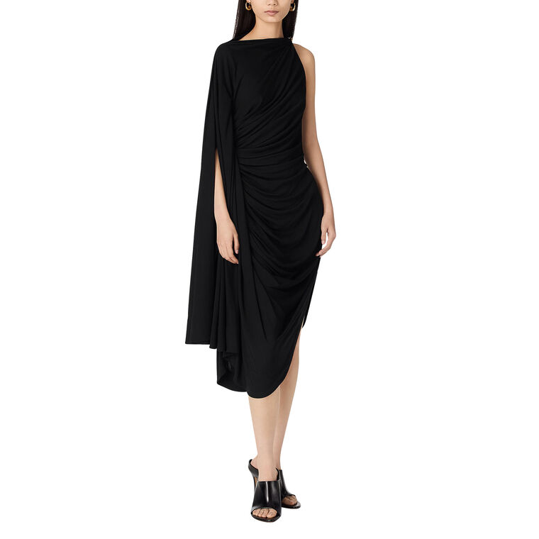 Viscose Jersey Draped Dress With Metal Frog image number null