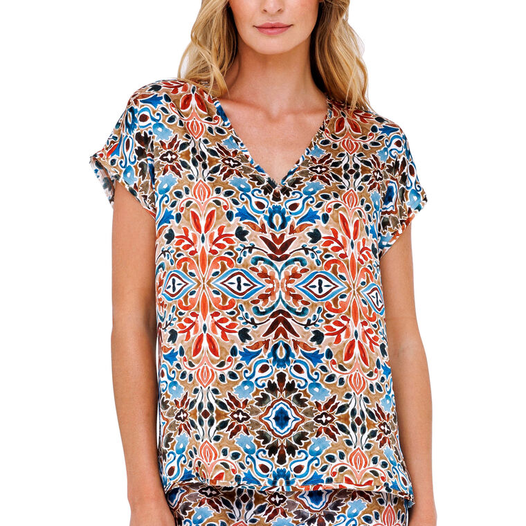 Go Raw Revisited Silk Tee With Placed Print image number null