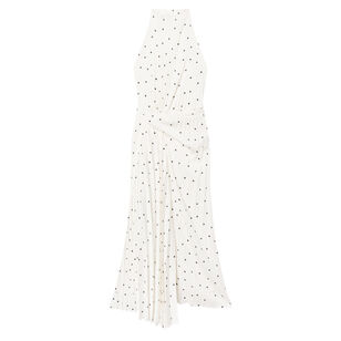 Simona Polka Dot Sleeveless Pleated Midi Dress