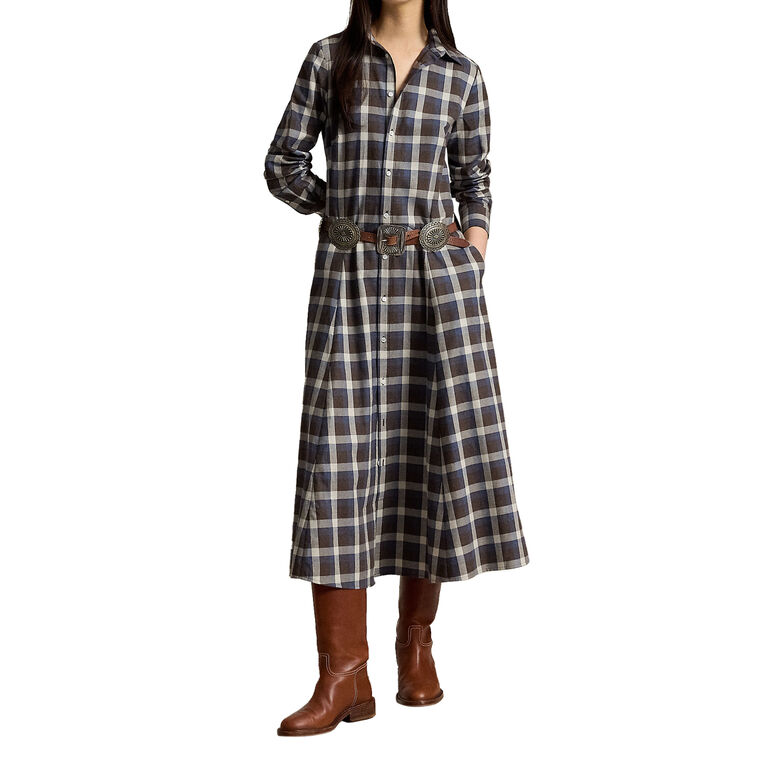 Cotton Collared Long Sleeve Dress image number null