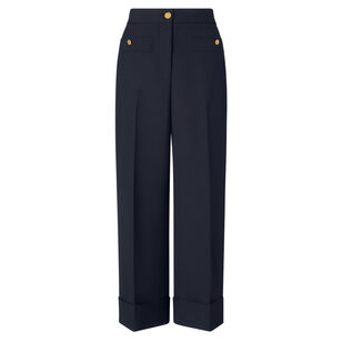 Hopsack Suiting Cropped Creased Trousers