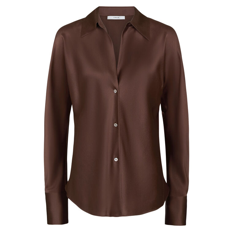 Silk Bias Long Sleeve Blouse image number null