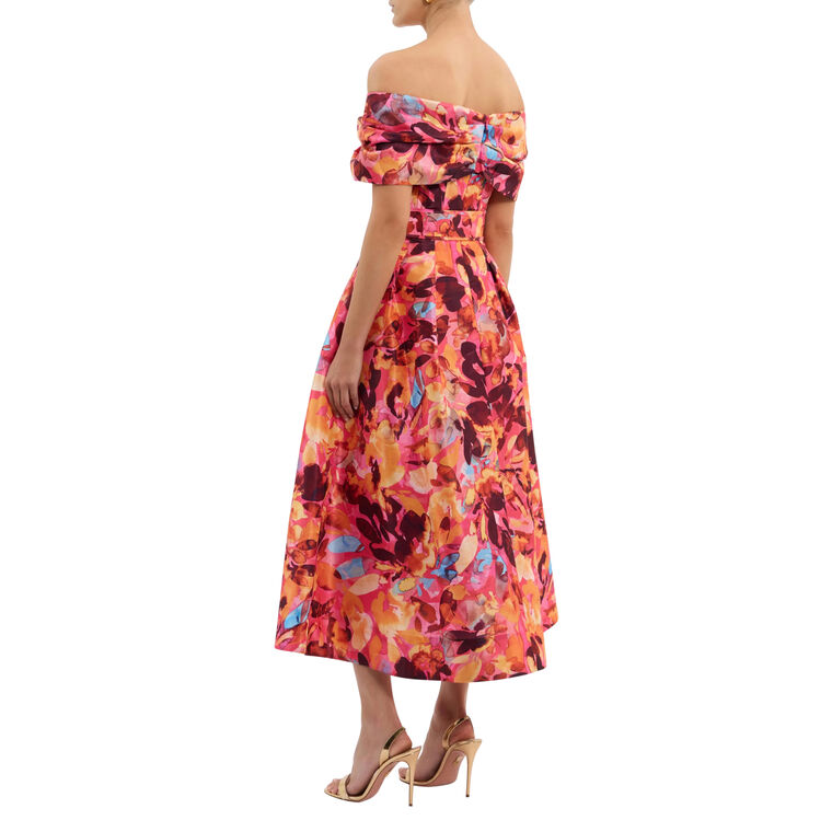 Gardenia Off The Shoulder Belted Midi Dress image number null