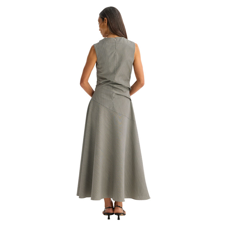 Sleeveless Twisted Mini Check Cowl Neck Dress image number null