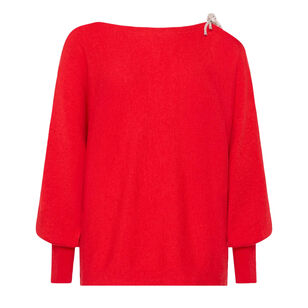 Ida Crystal Bow Cold Shoulder Sweater