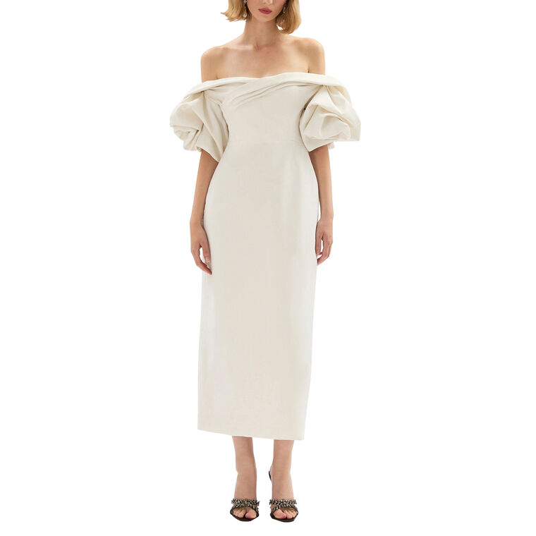 Tess Off-The-Shoulder Puff Sleeve Midi Dress image number null