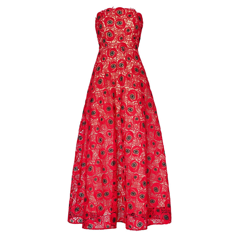 Netty Embroidered Lace Strapless Maxi Dress image number null