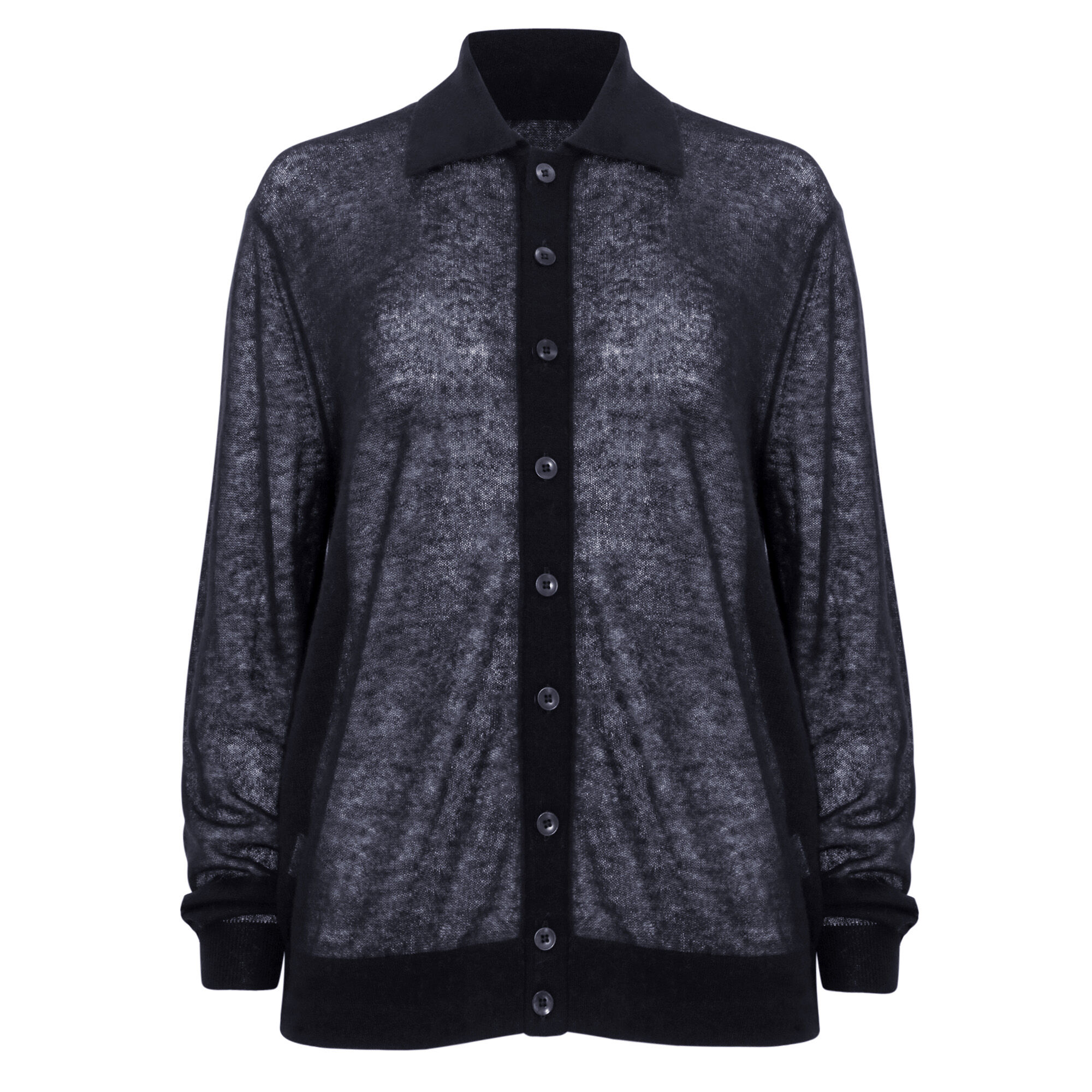 Sheer Sweater Polo Button Cardigan