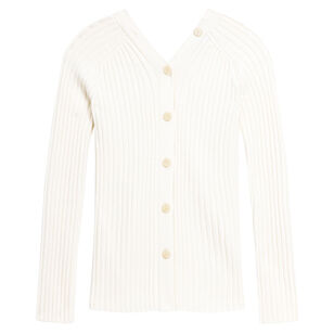 Long Sleeve Ribbed Open Back Cardigan