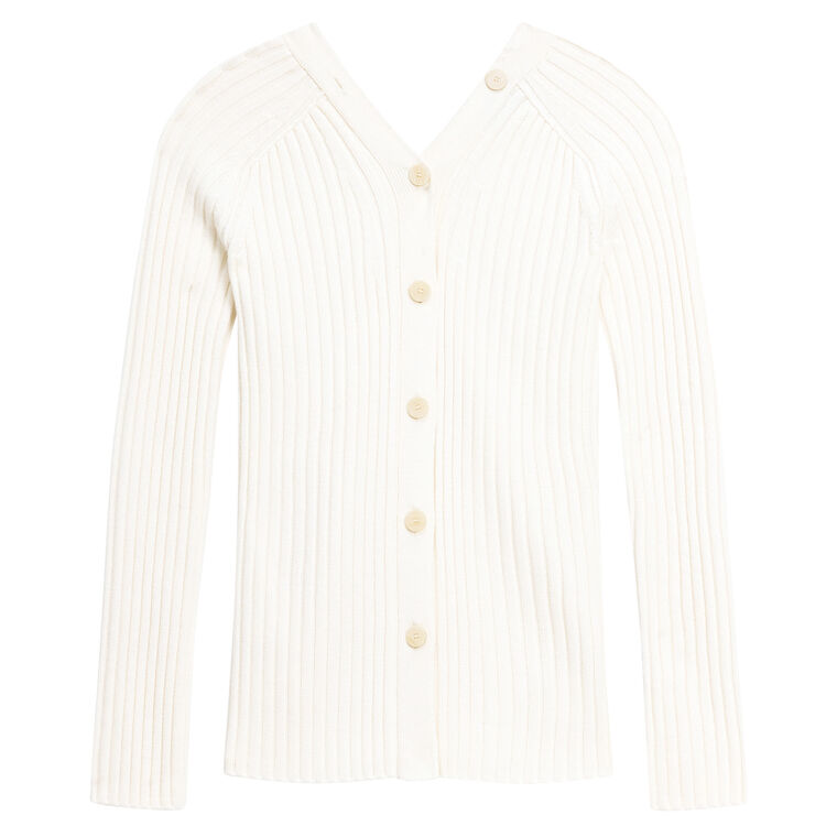 Long Sleeve Ribbed Open Back Cardigan image number null