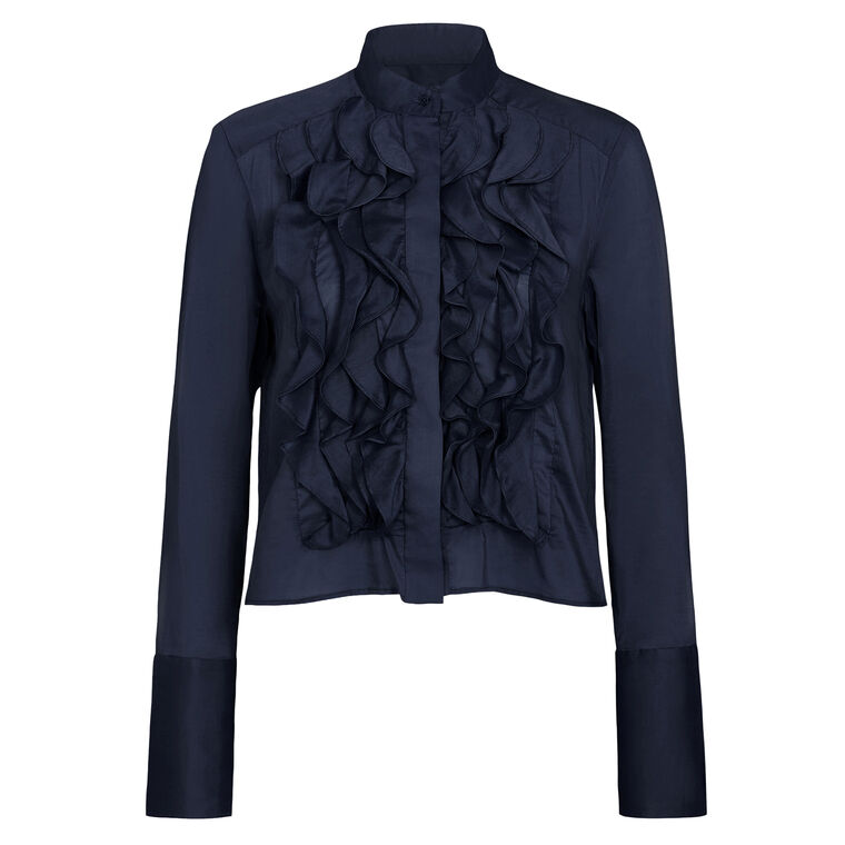 Patti Long Sleeve Silk Ruffle Blouse image number null