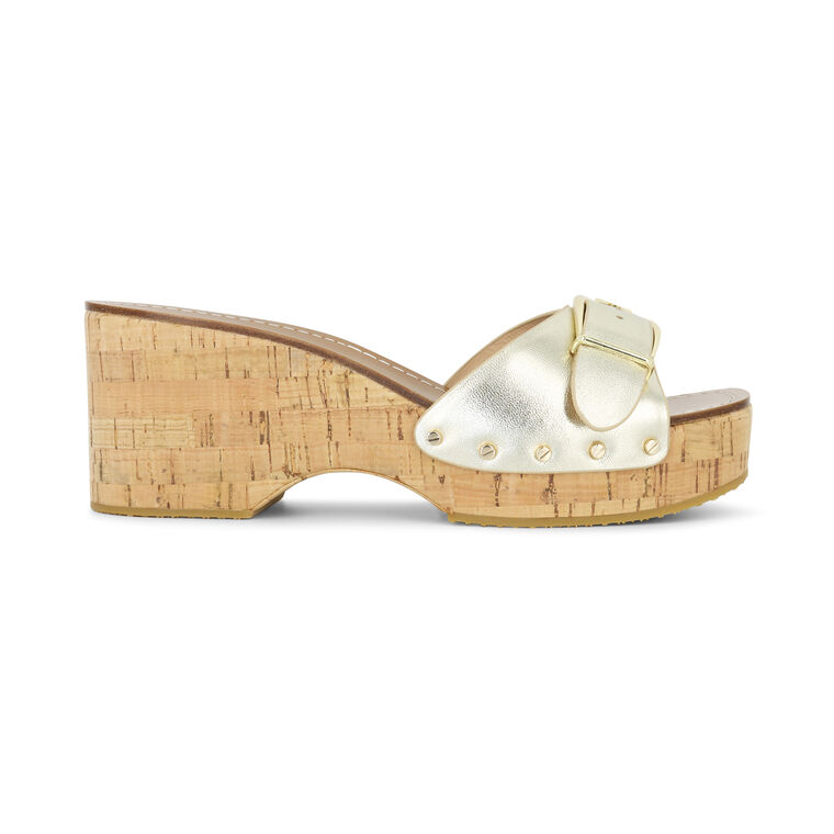 Dallas Metallic Leather Buckle Cork Sandal image number null