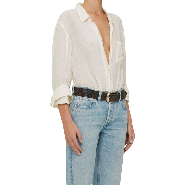 Kayla Shrunken Long Sleeve Linen Shirt image number null