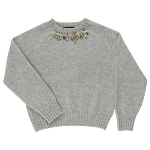 Clark Long Sleeve Embellished Neckline Pullover Sweater