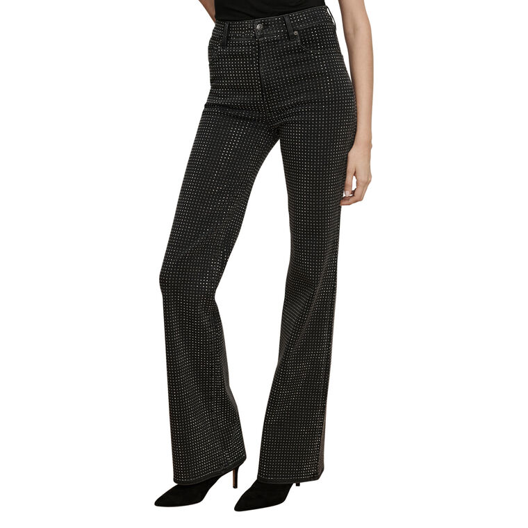 Crosbie Rhinestone High Rise Slim Wide-leg Jean image number null