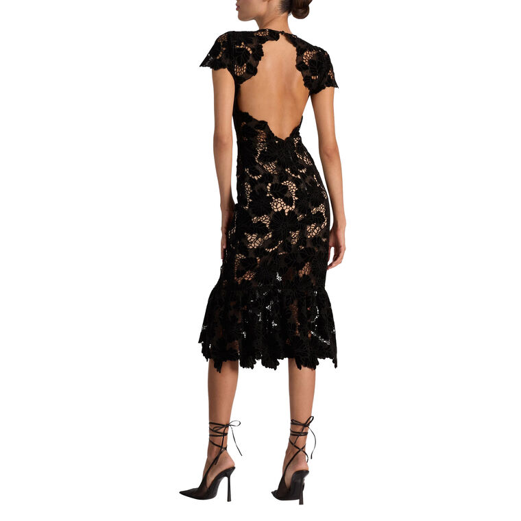 Clover Short Sleeve Open Back Midi Dress image number null