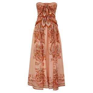 Aster Strapless Scarf Midi Dress