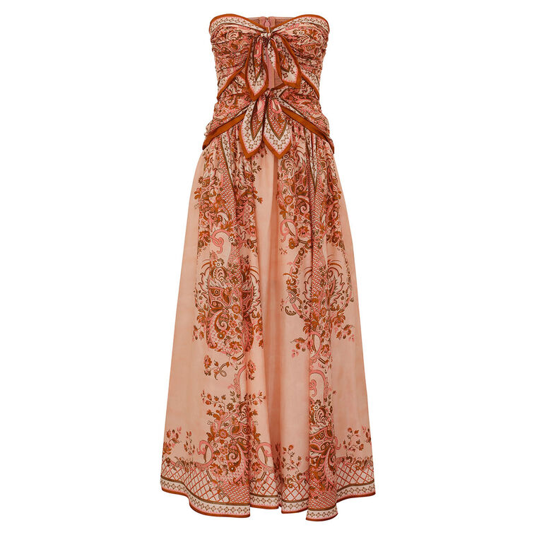 Aster Strapless Scarf Midi Dress image number null