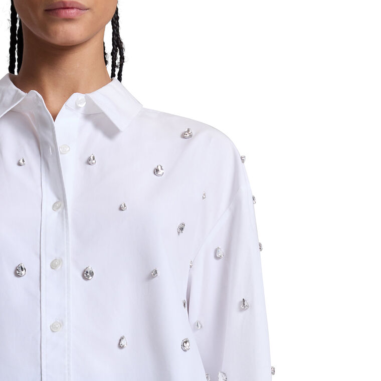 Mackie Embellished Cropped Cotton Shirt image number null