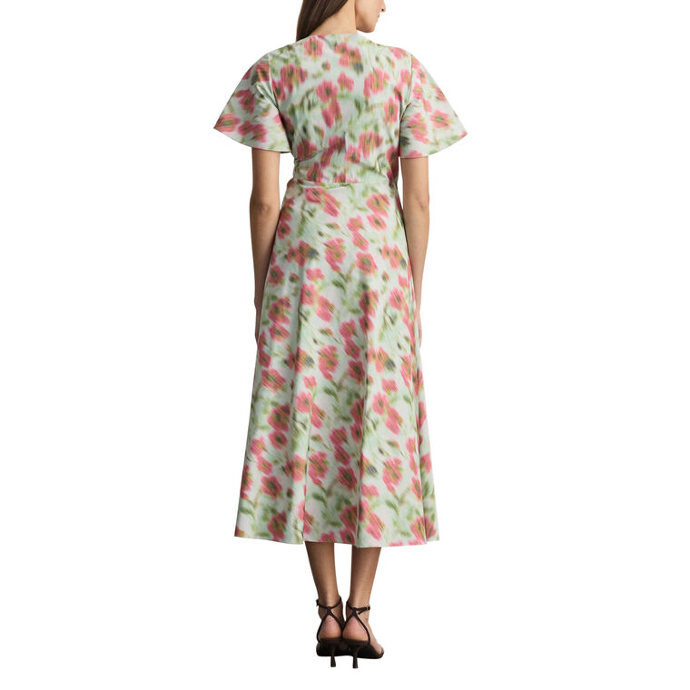 Klaire Short Sleeve V-Neck Tie-Waist Midi Dress image number null