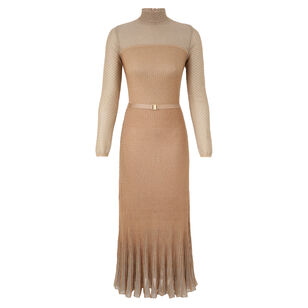Hypnotic Long Sleeve Metallic Knit Midi Dress