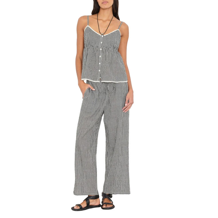Olson Cropped Wide-Leg Gingham Pant image number null